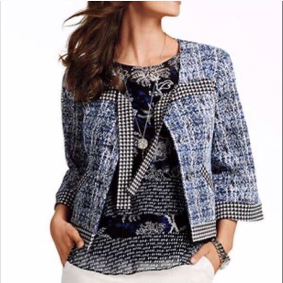 CAbi Jackets & Blazers - 📂CAbi Jacket Soft Blue Tweed 3/4 Sleeve SZ M